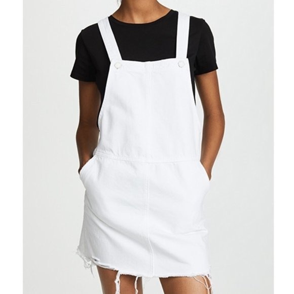 BLANK NYC WHITE RAW EDGE OVERALL DRESS 26 NEW